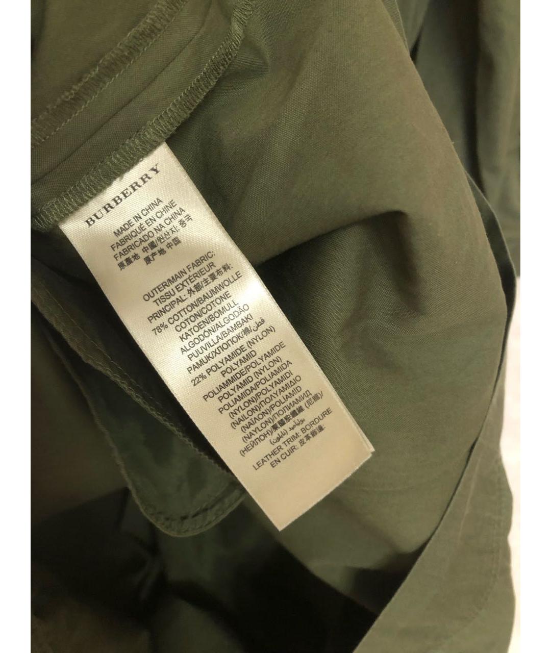 BURBERRY Зеленые хлопковое повседневное платье, фото 5