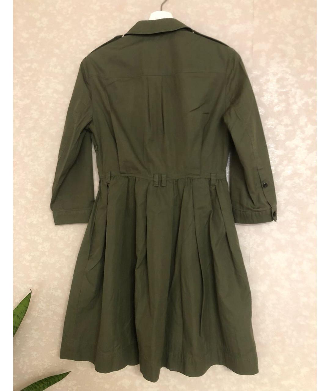 BURBERRY Зеленые хлопковое повседневное платье, фото 2