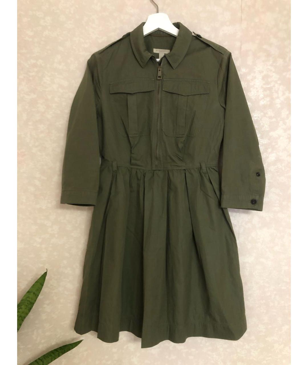 BURBERRY Зеленые хлопковое повседневное платье, фото 7