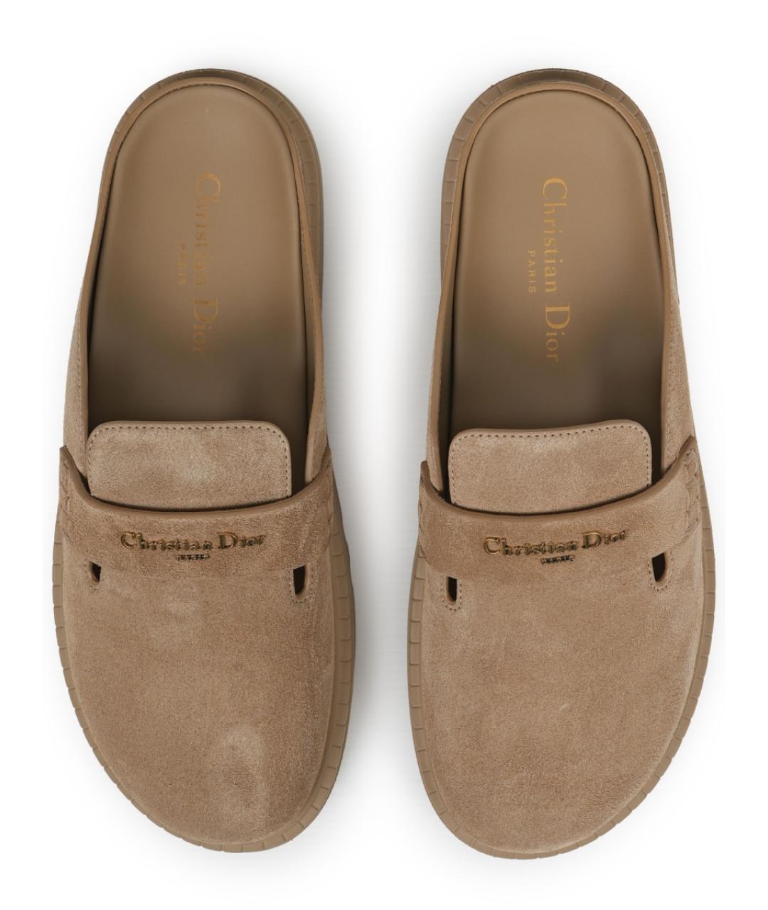 CHRISTIAN DIOR Бежевые замшевые сабо, фото 5