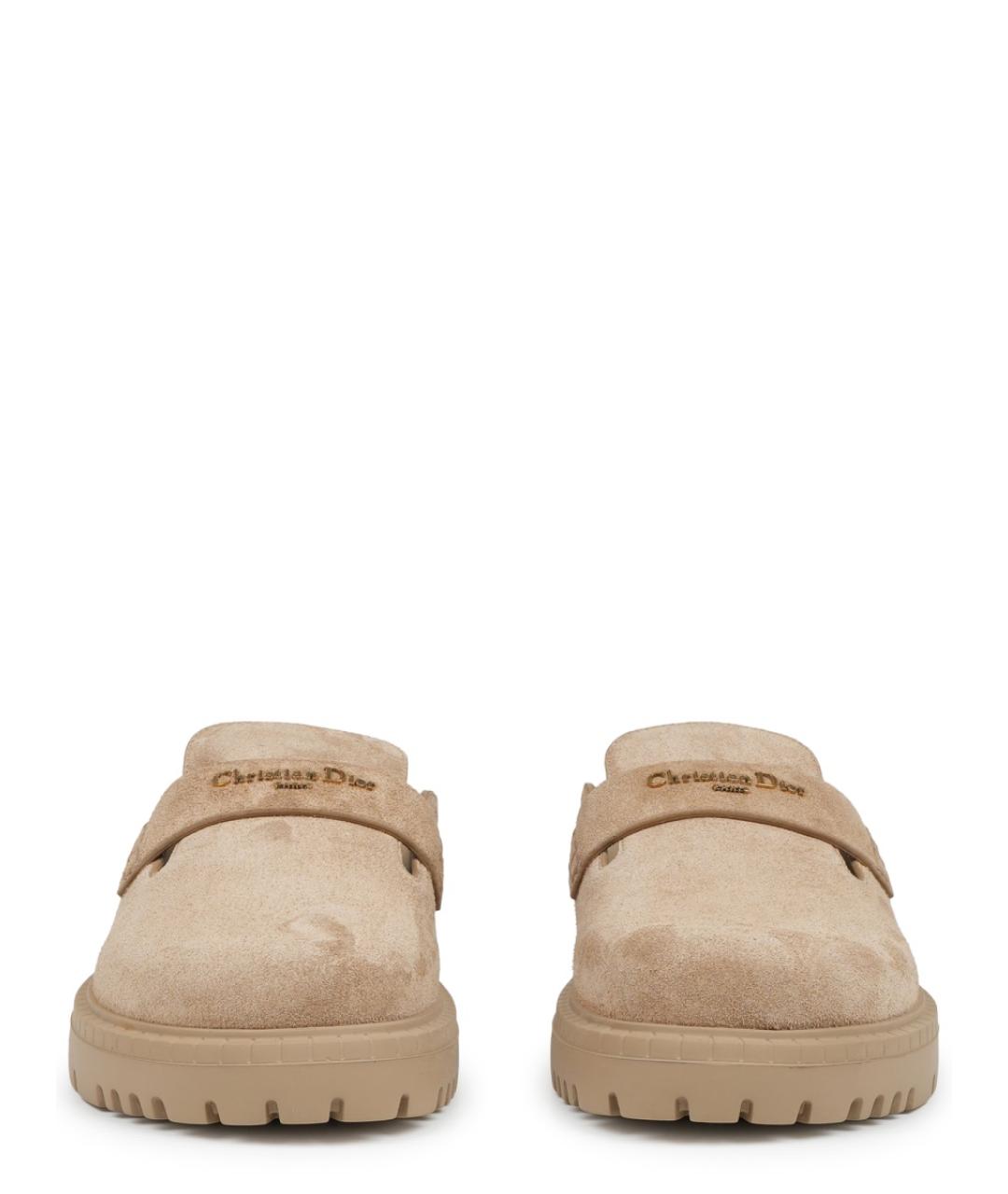 CHRISTIAN DIOR Бежевые замшевые сабо, фото 3
