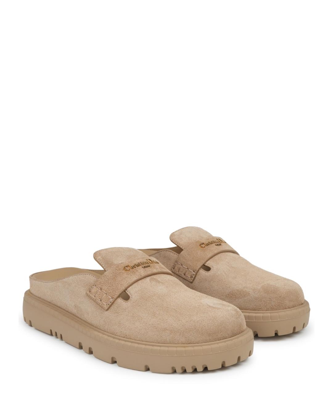 CHRISTIAN DIOR Бежевые замшевые сабо, фото 2