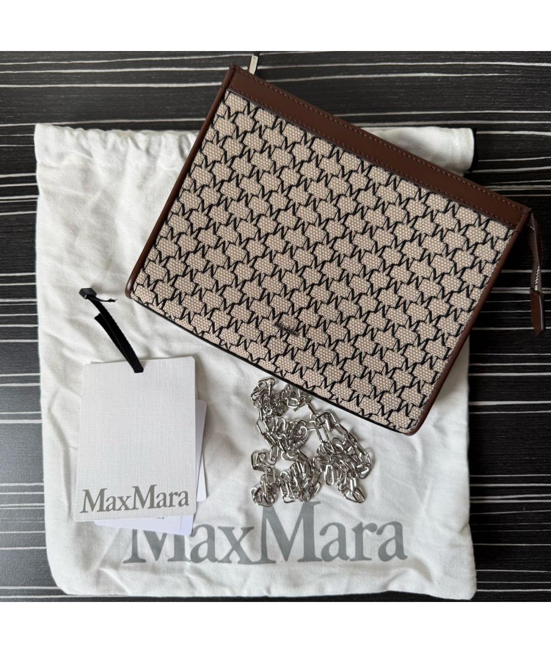 MAX MARA Коричневая тканевая сумка через плечо, фото 6