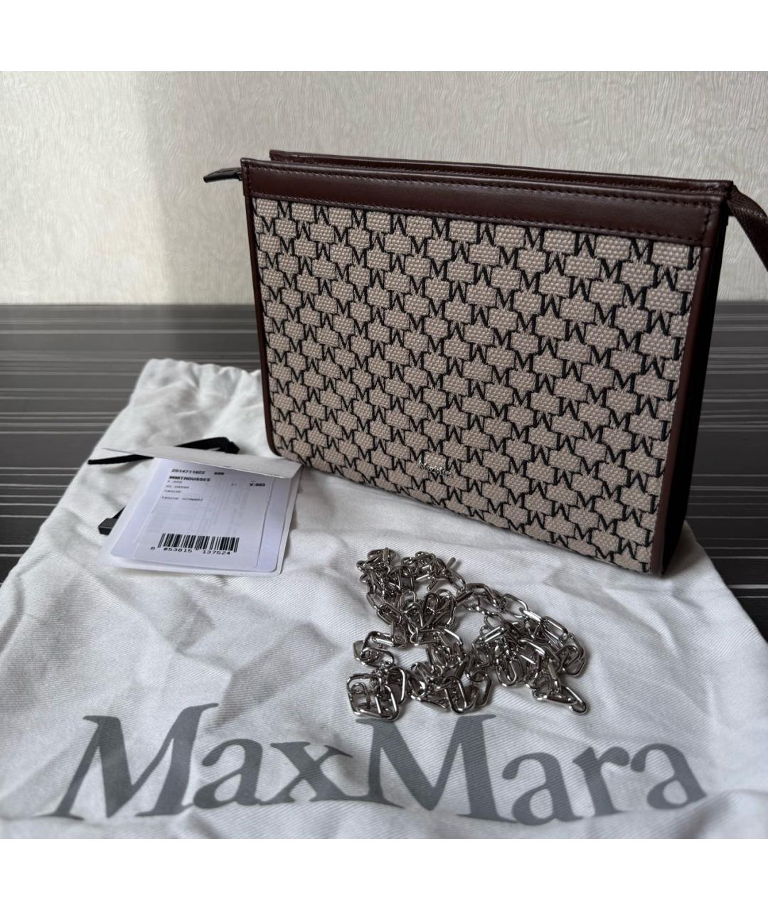 MAX MARA Коричневая тканевая сумка через плечо, фото 4