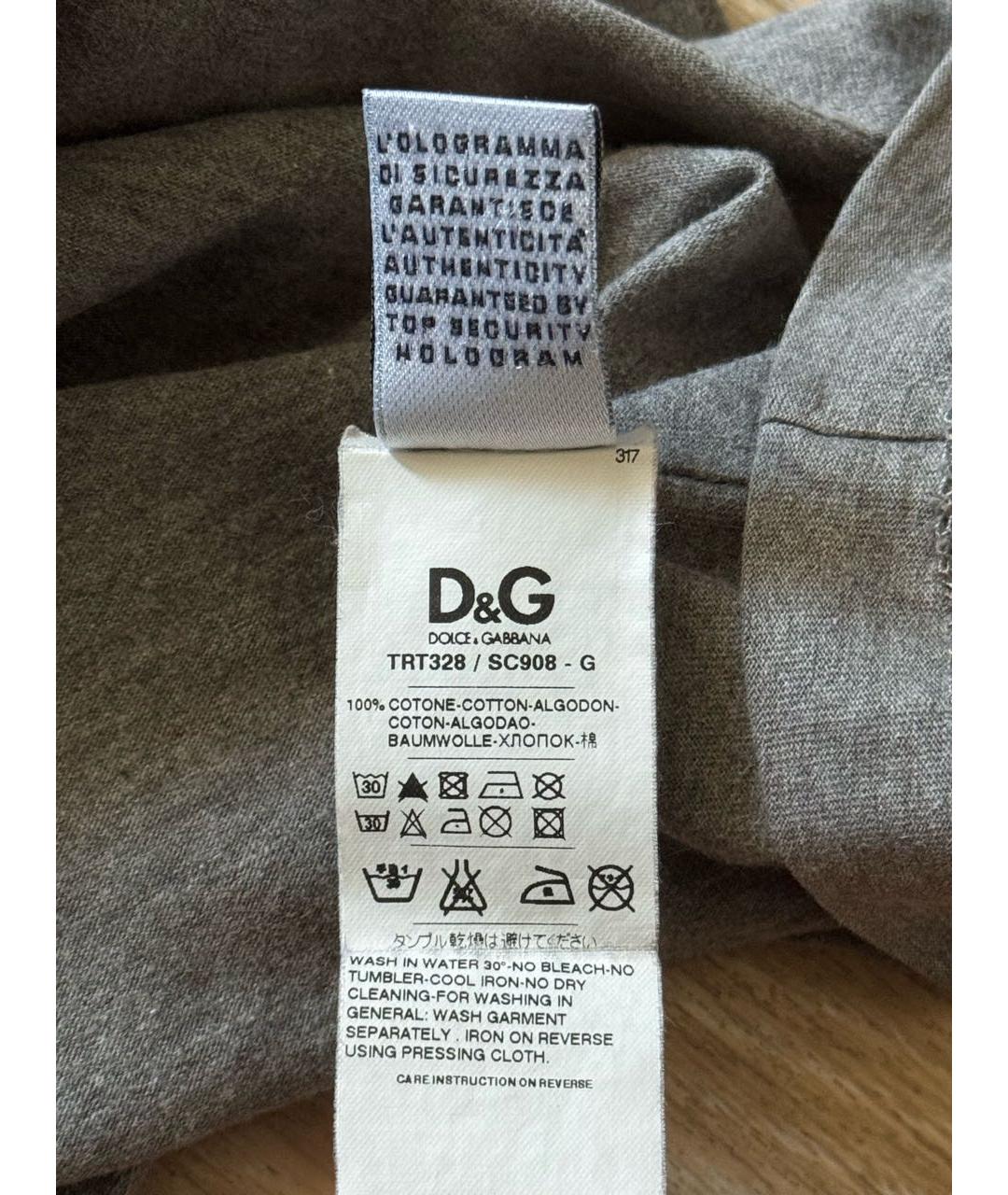 DOLCE&GABBANA Антрацитовая хлопковая футболка, фото 6