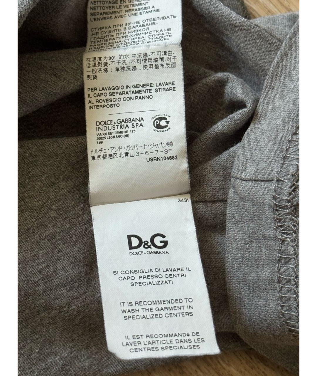 DOLCE&GABBANA Антрацитовая хлопковая футболка, фото 7