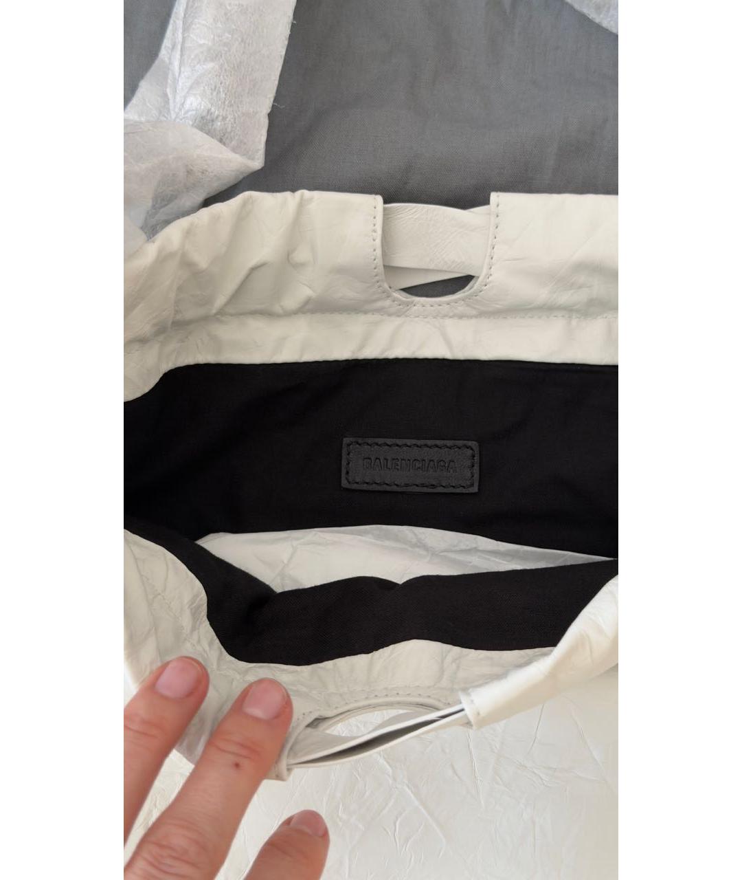 BALENCIAGA Белая кожаная сумка тоут, фото 3