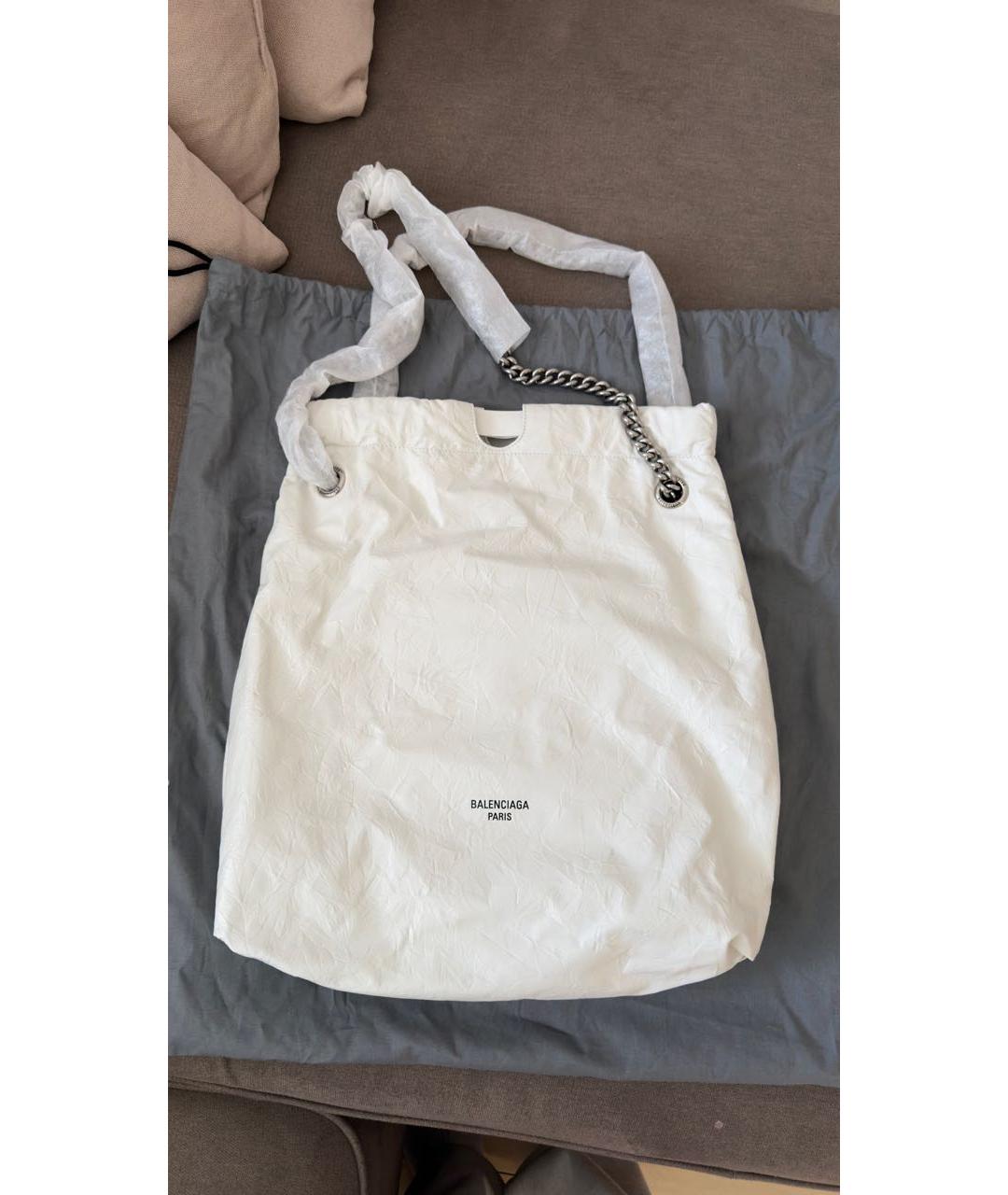 BALENCIAGA Белая кожаная сумка тоут, фото 2
