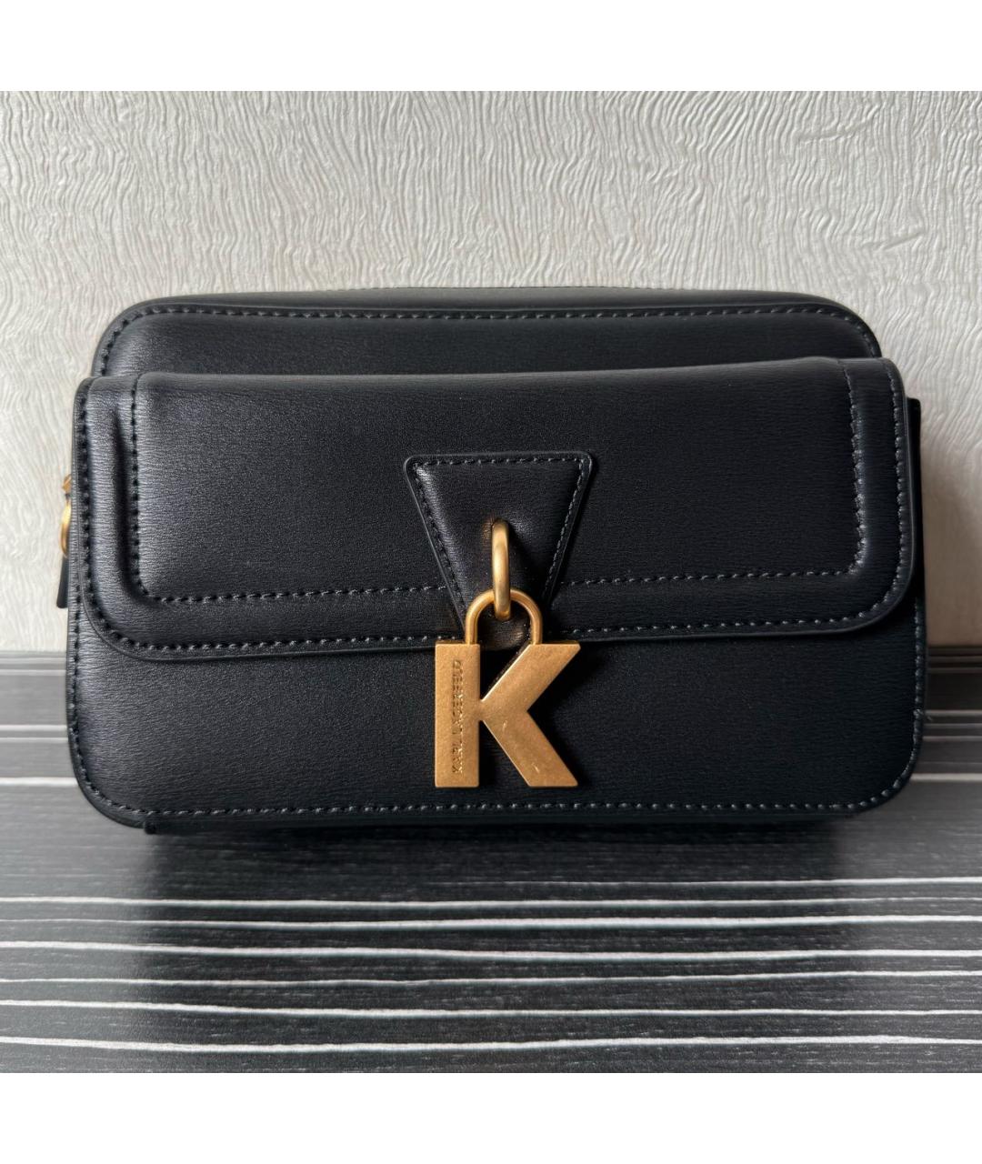 KARL LAGERFELD Черная кожаная сумка через плечо, фото 6