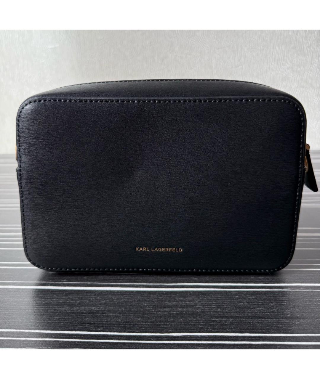 KARL LAGERFELD Черная кожаная сумка через плечо, фото 3