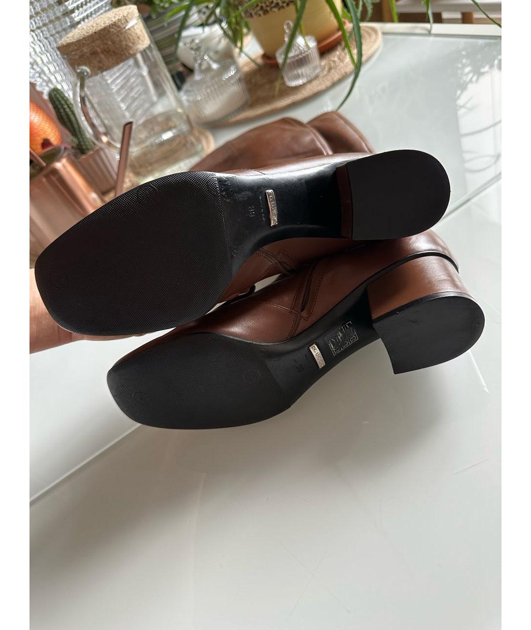 GUCCI Коричневые кожаные сапоги, фото 5