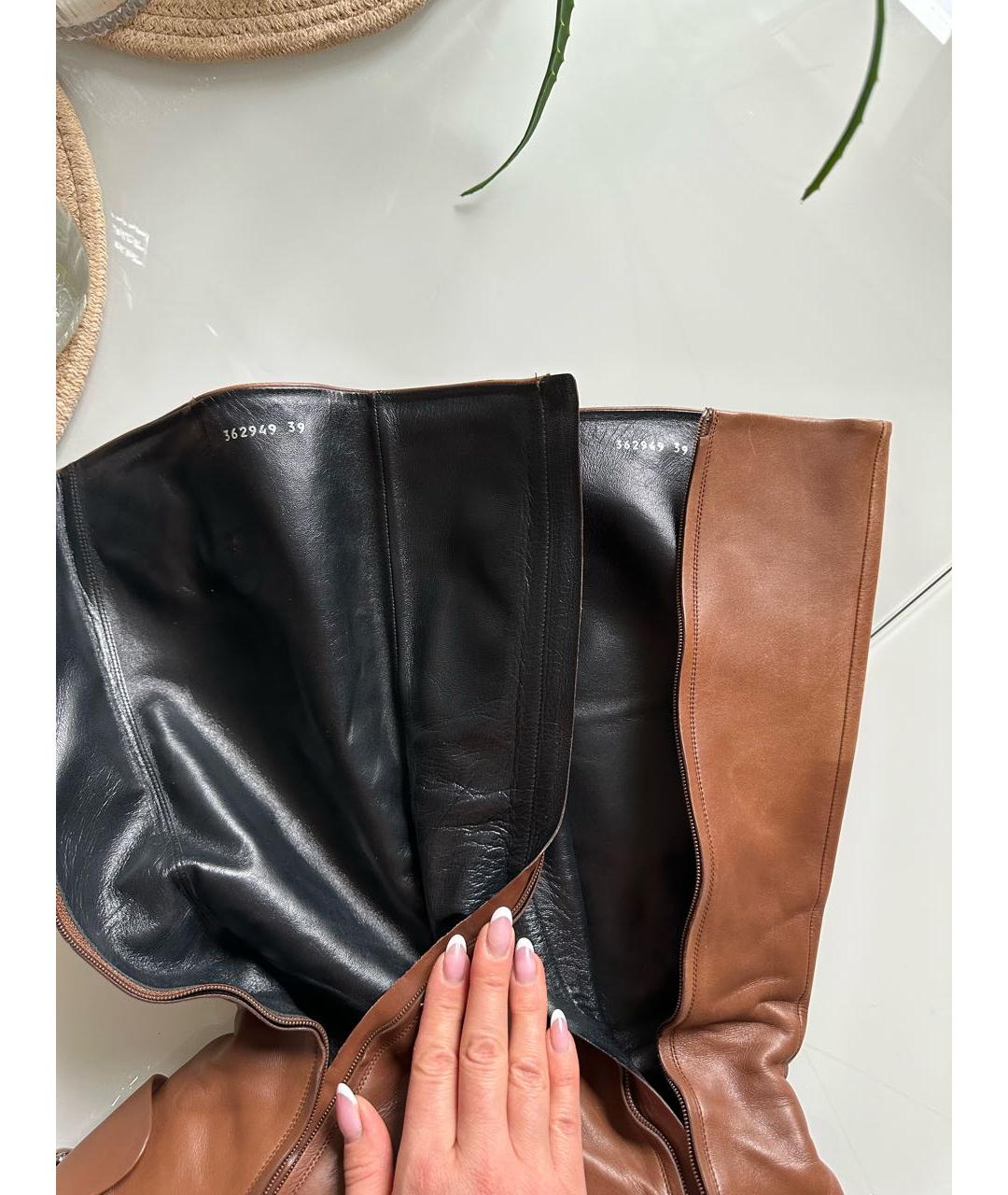 GUCCI Коричневые кожаные сапоги, фото 8