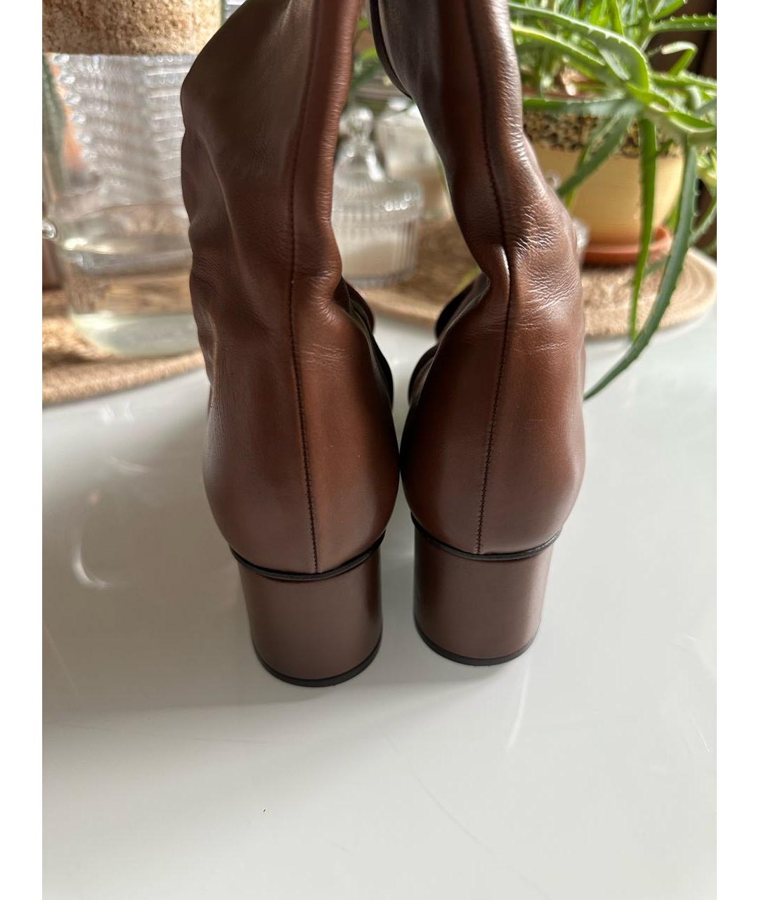 GUCCI Коричневые кожаные сапоги, фото 3