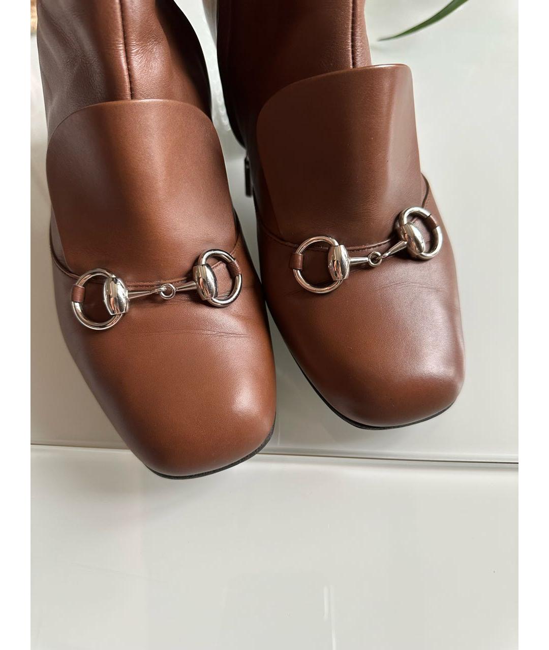 GUCCI Коричневые кожаные сапоги, фото 4