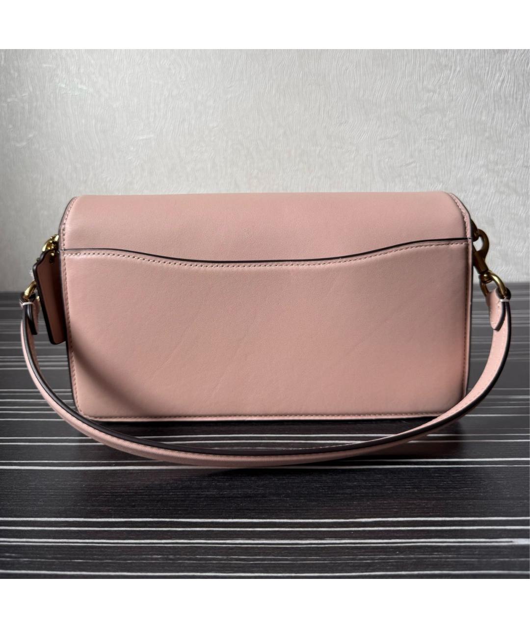 COACH Розовая кожаная сумка через плечо, фото 3