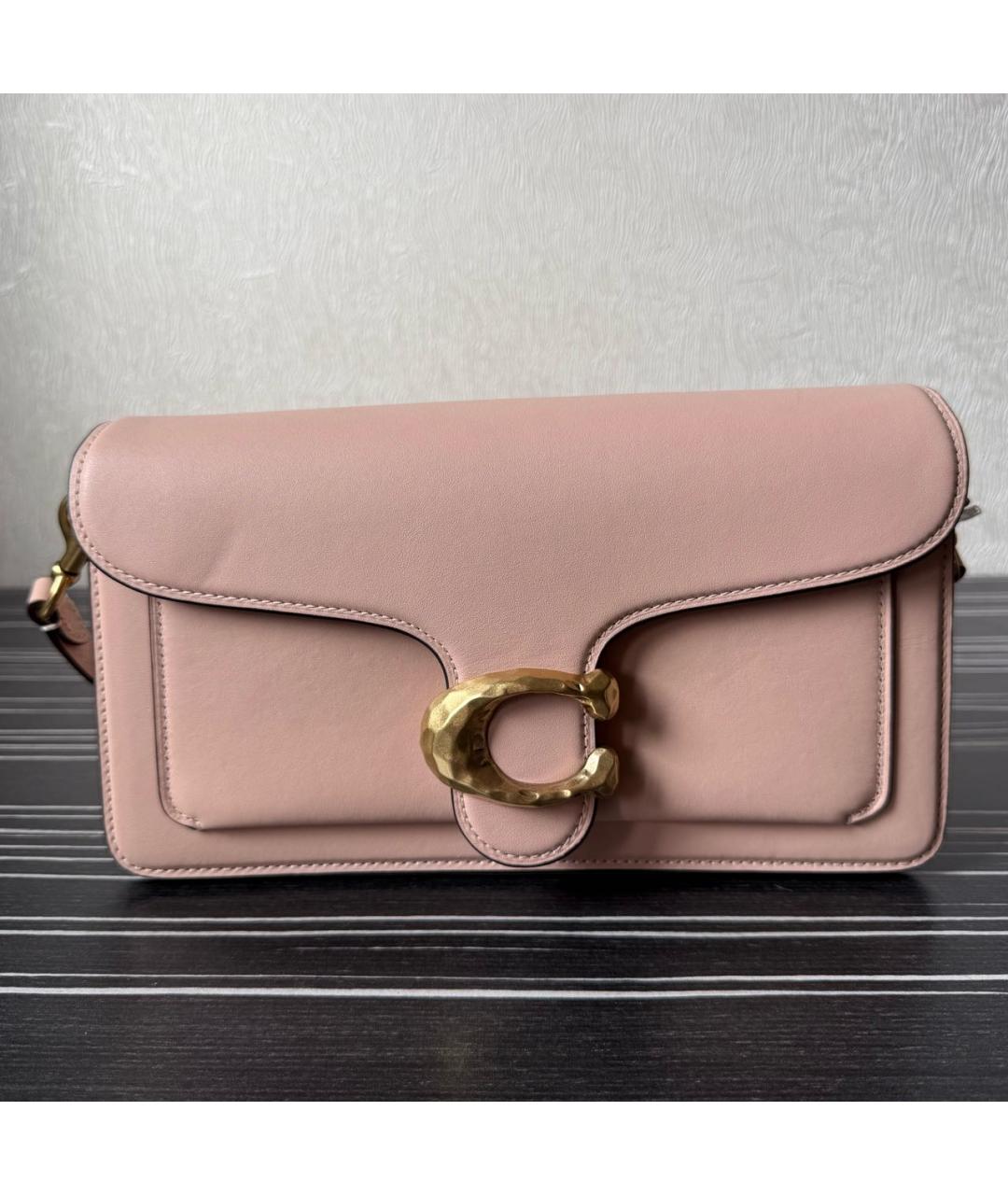 COACH Розовая кожаная сумка через плечо, фото 6