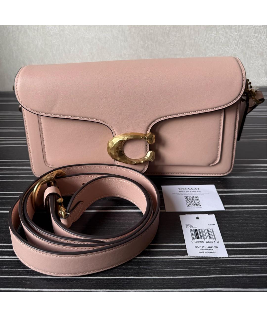 COACH Розовая кожаная сумка через плечо, фото 5