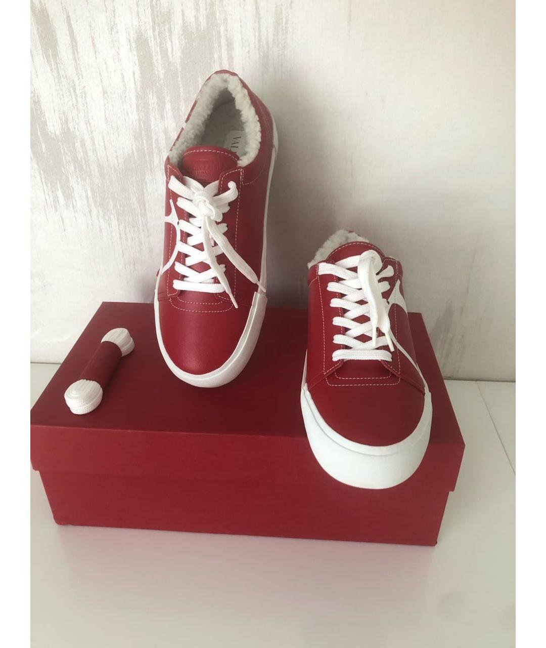 VALENTINO Красные кожаные кеды, фото 3