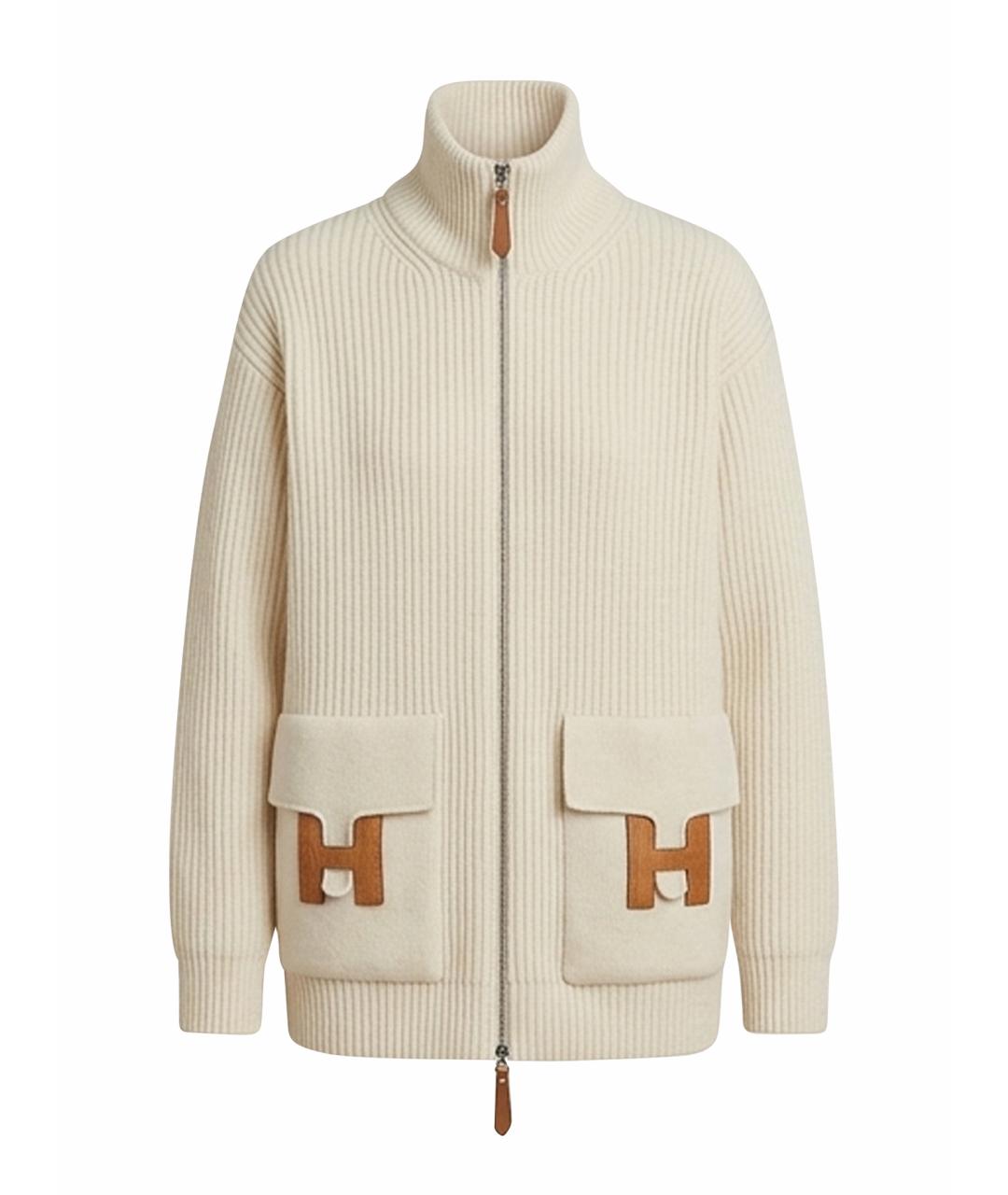 HERMES Бежевый кашемировый кардиган, фото 1