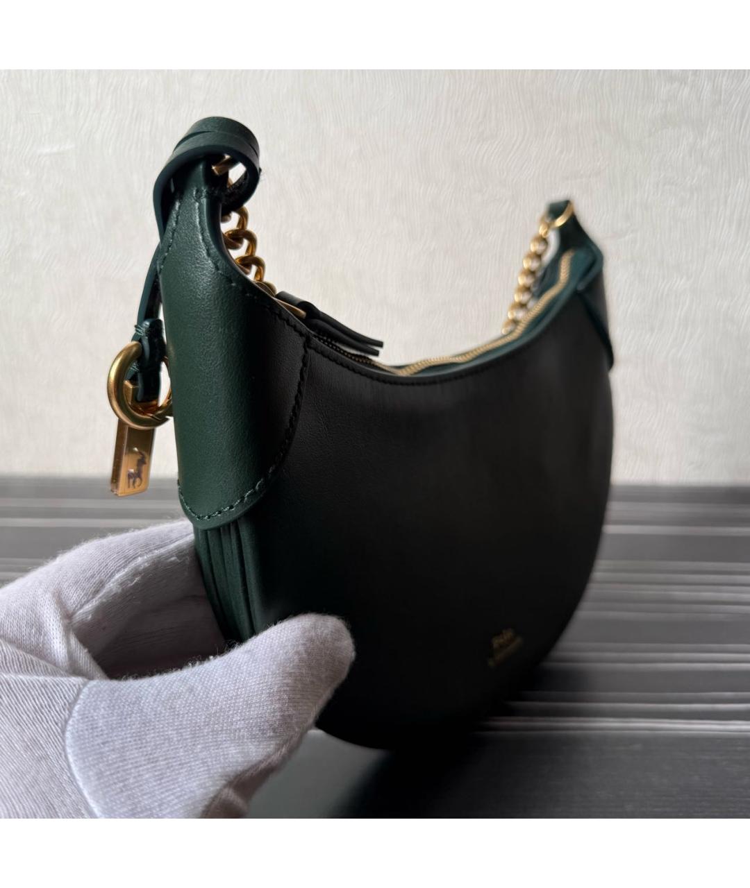POLO RALPH LAUREN Зеленая кожаная сумка через плечо, фото 2