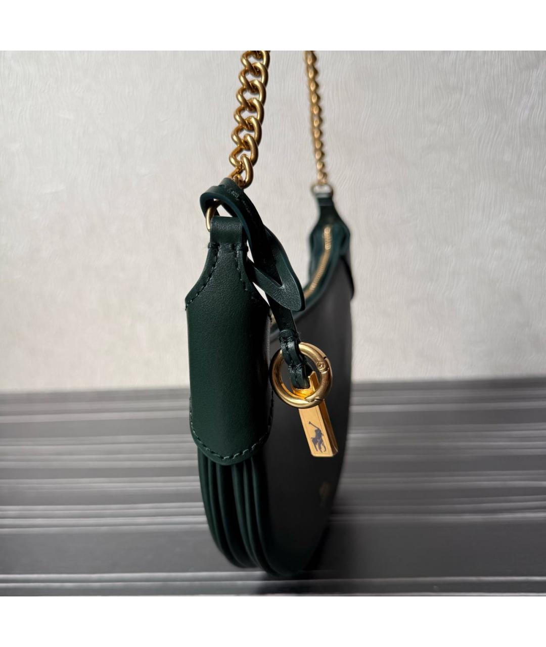 POLO RALPH LAUREN Зеленая кожаная сумка через плечо, фото 3