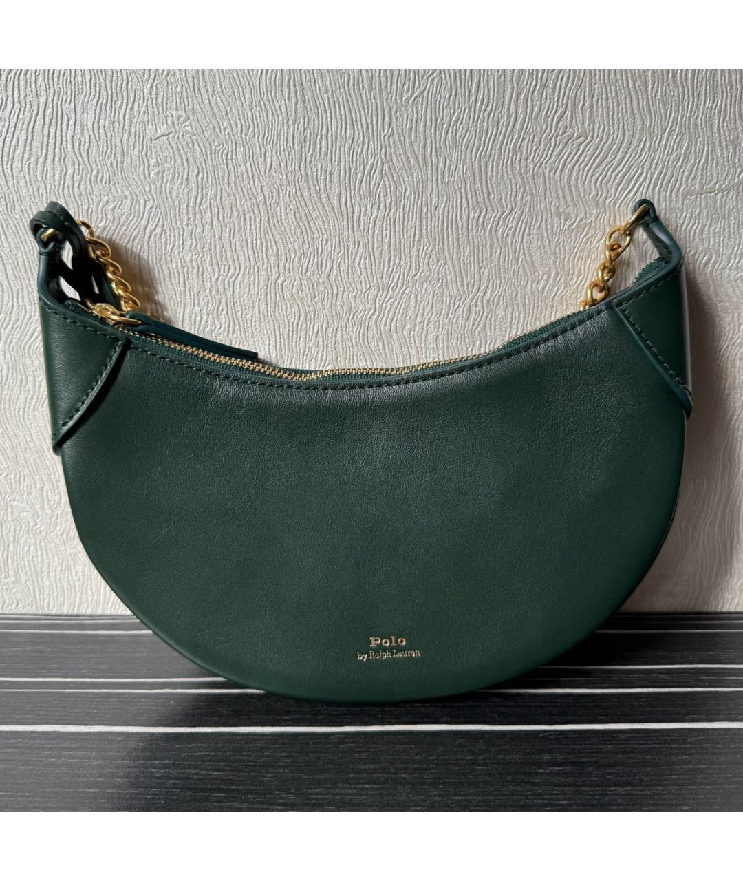 POLO RALPH LAUREN Зеленая кожаная сумка через плечо, фото 7
