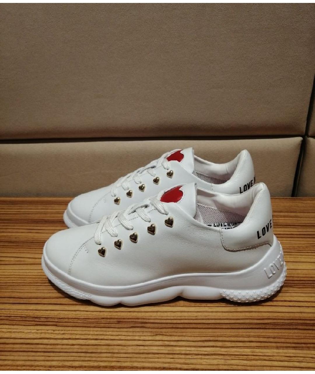 LOVE MOSCHINO Белые кожаные кроссовки, фото 4