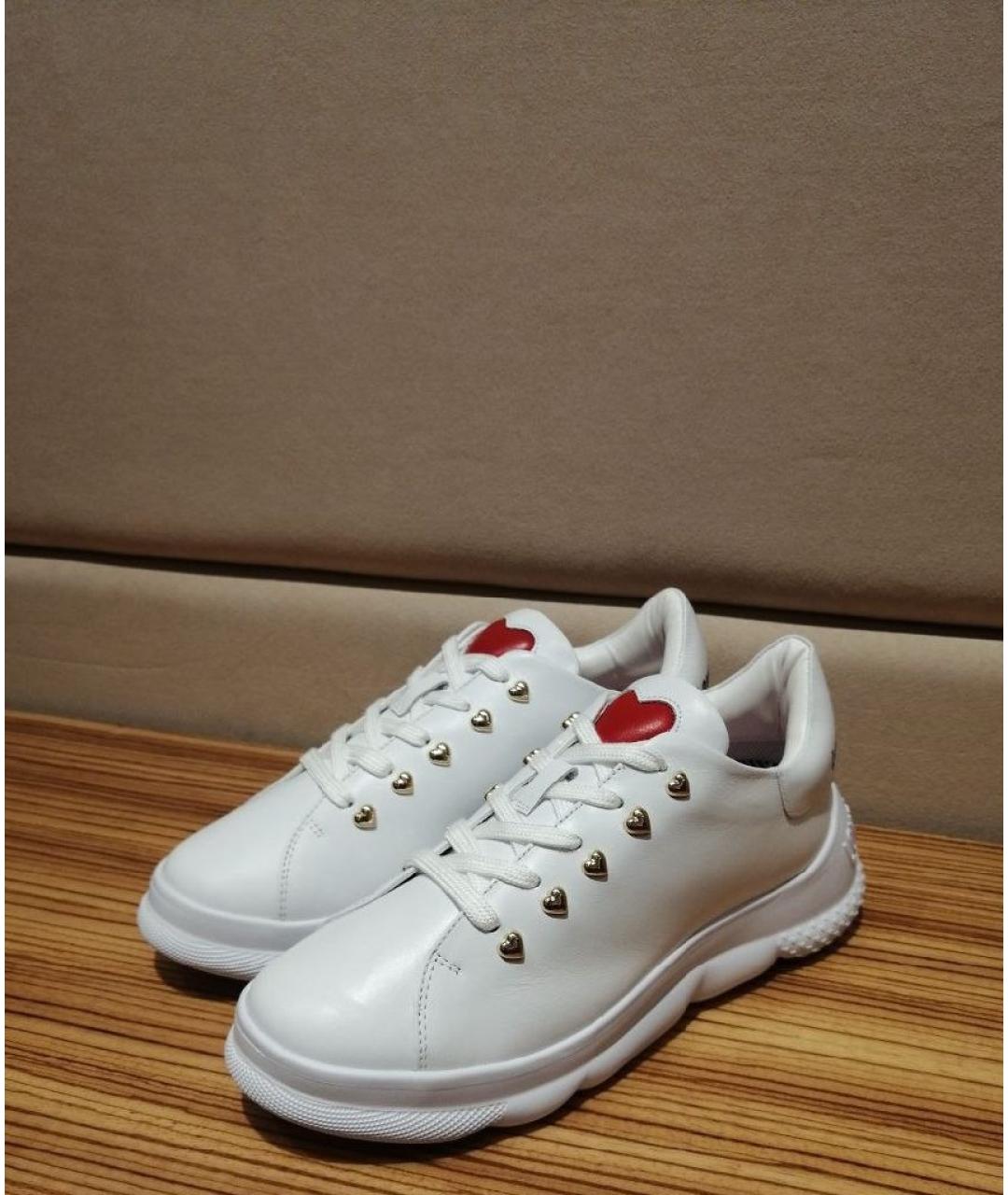 LOVE MOSCHINO Белые кожаные кроссовки, фото 2