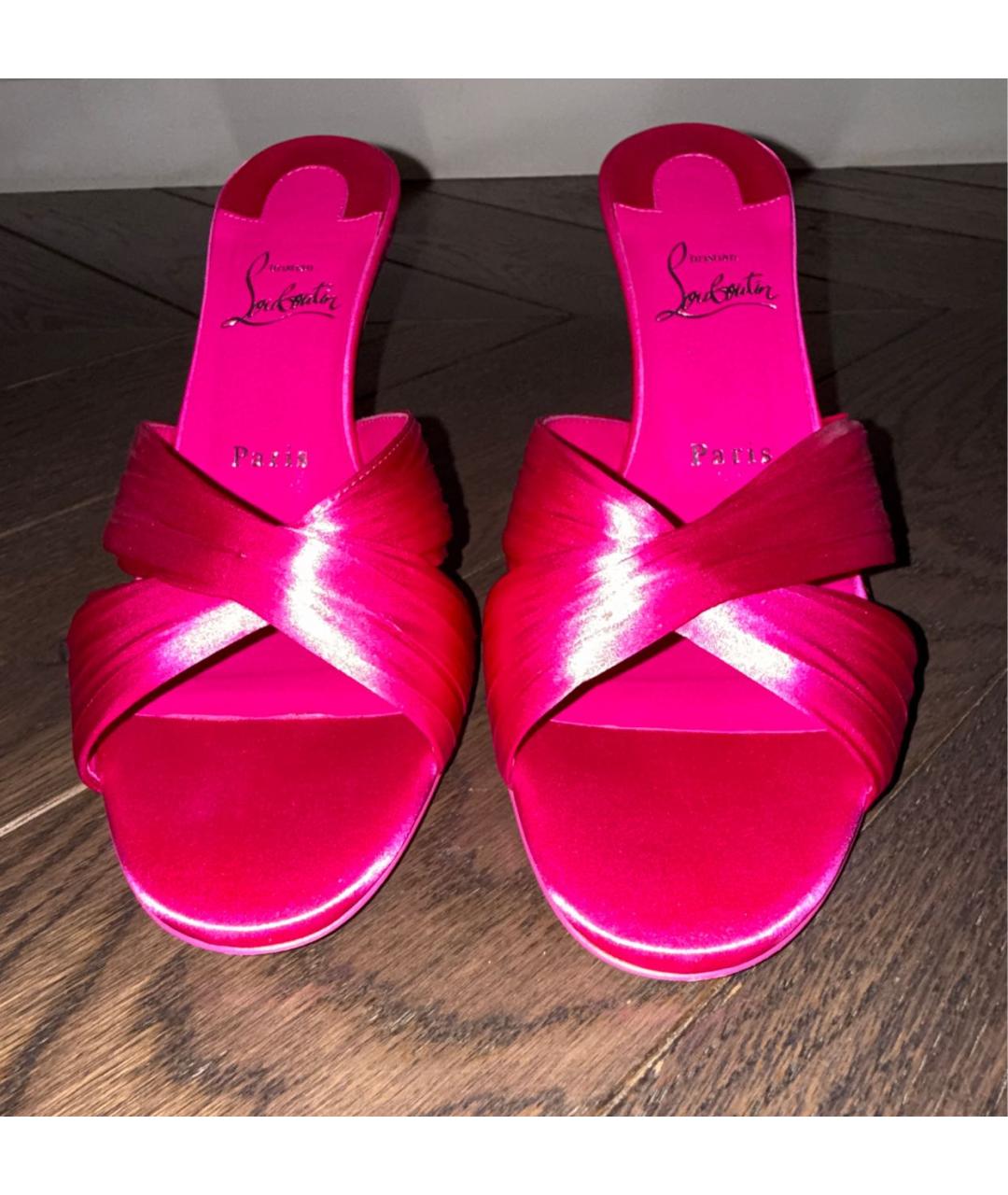 CHRISTIAN LOUBOUTIN Фуксия текстильные мюли, фото 2