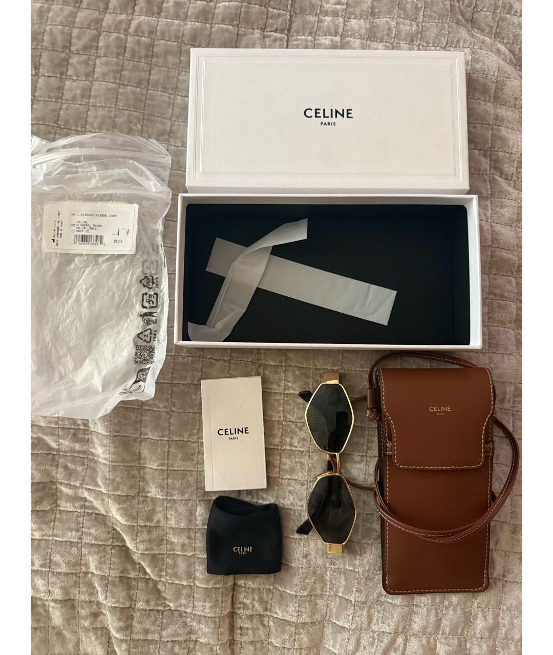 CELINE Золотые металлические солнцезащитные очки, фото 2