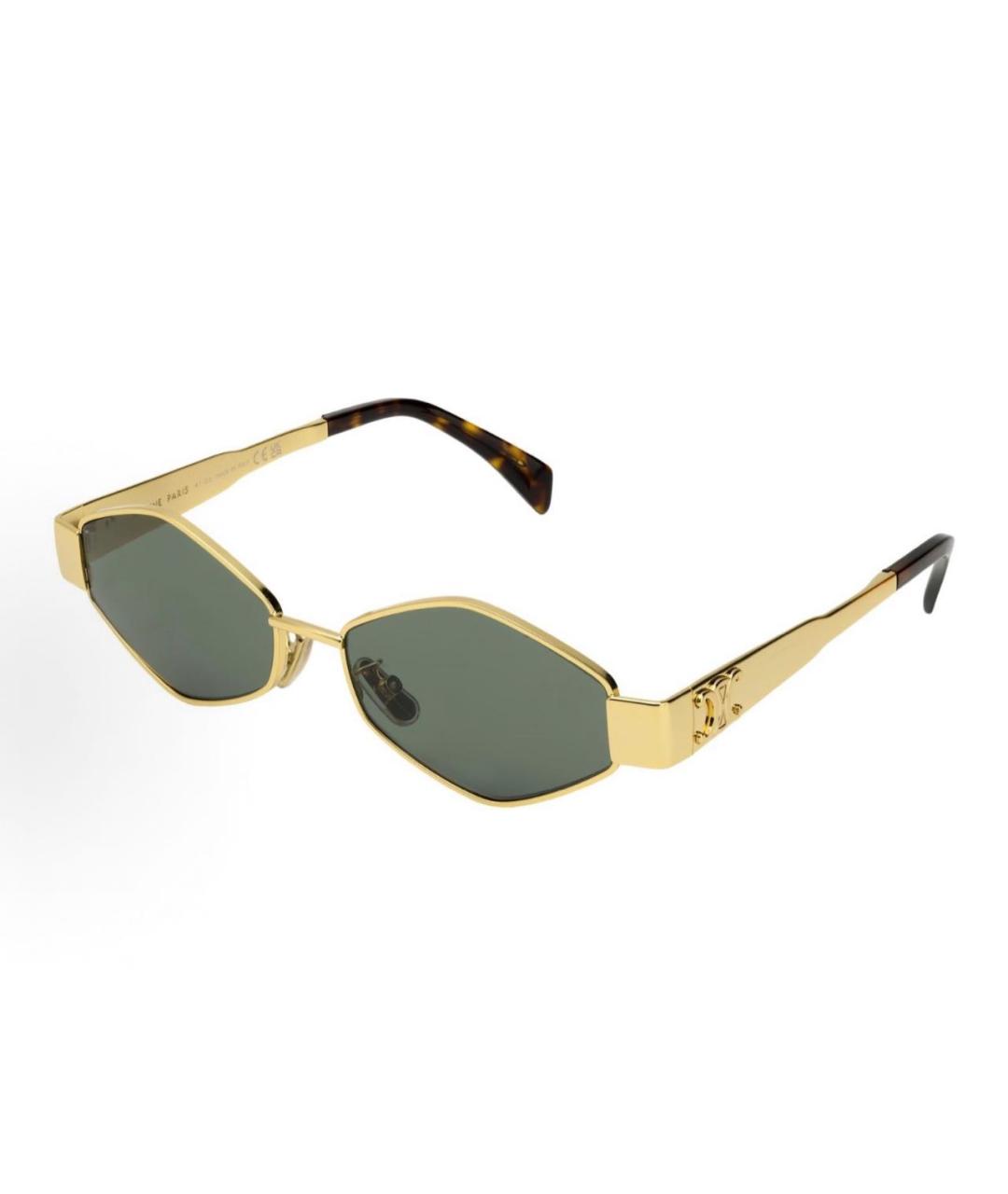 CELINE Золотые металлические солнцезащитные очки, фото 9
