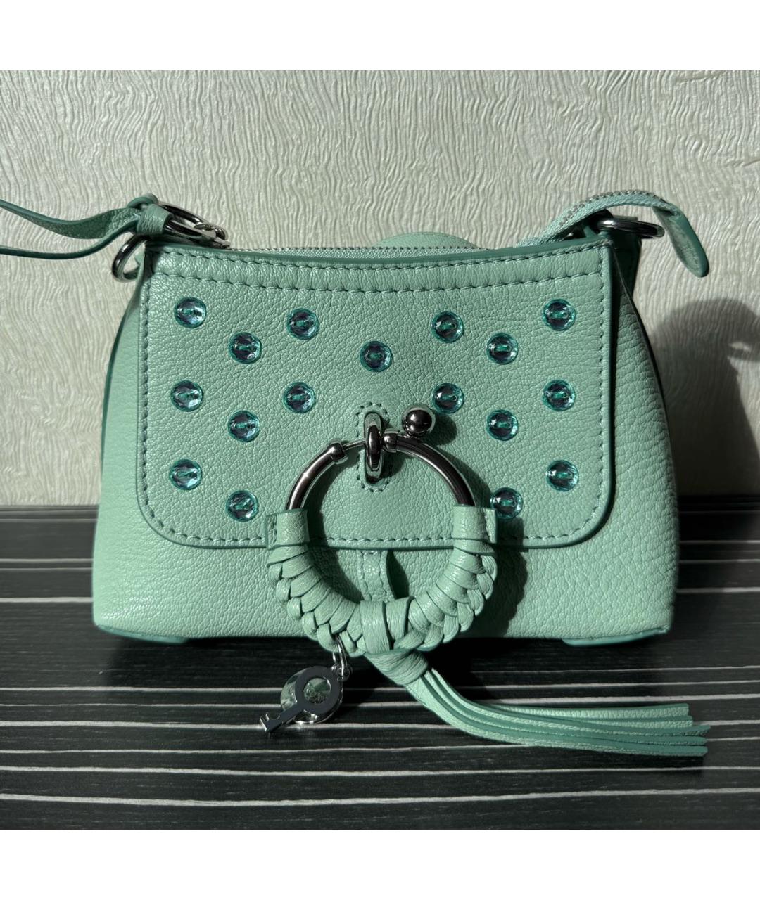 SEE BY CHLOE Бирюзовая кожаная сумка через плечо, фото 6