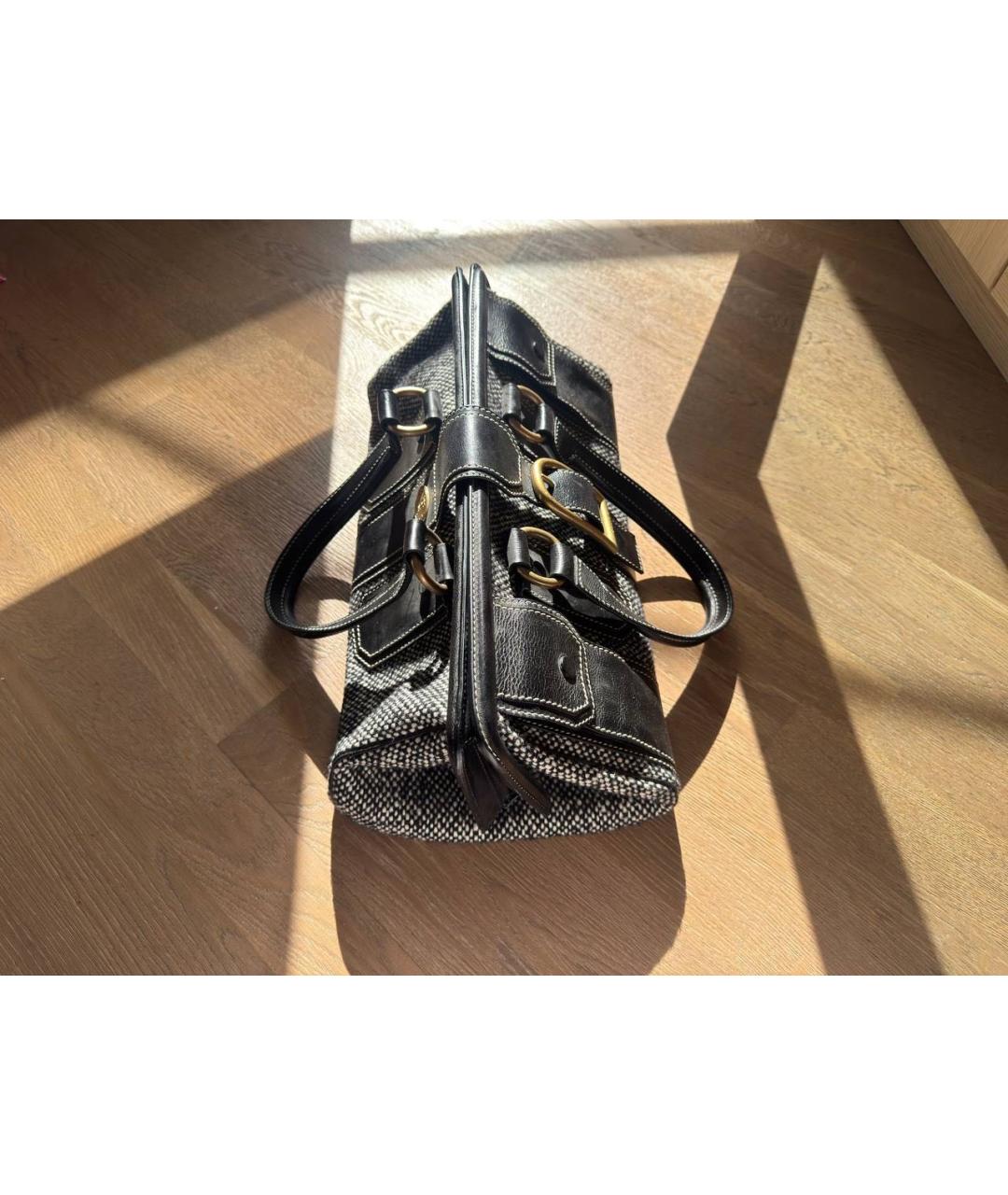 CELINE Серая тканевая сумка с короткими ручками, фото 7