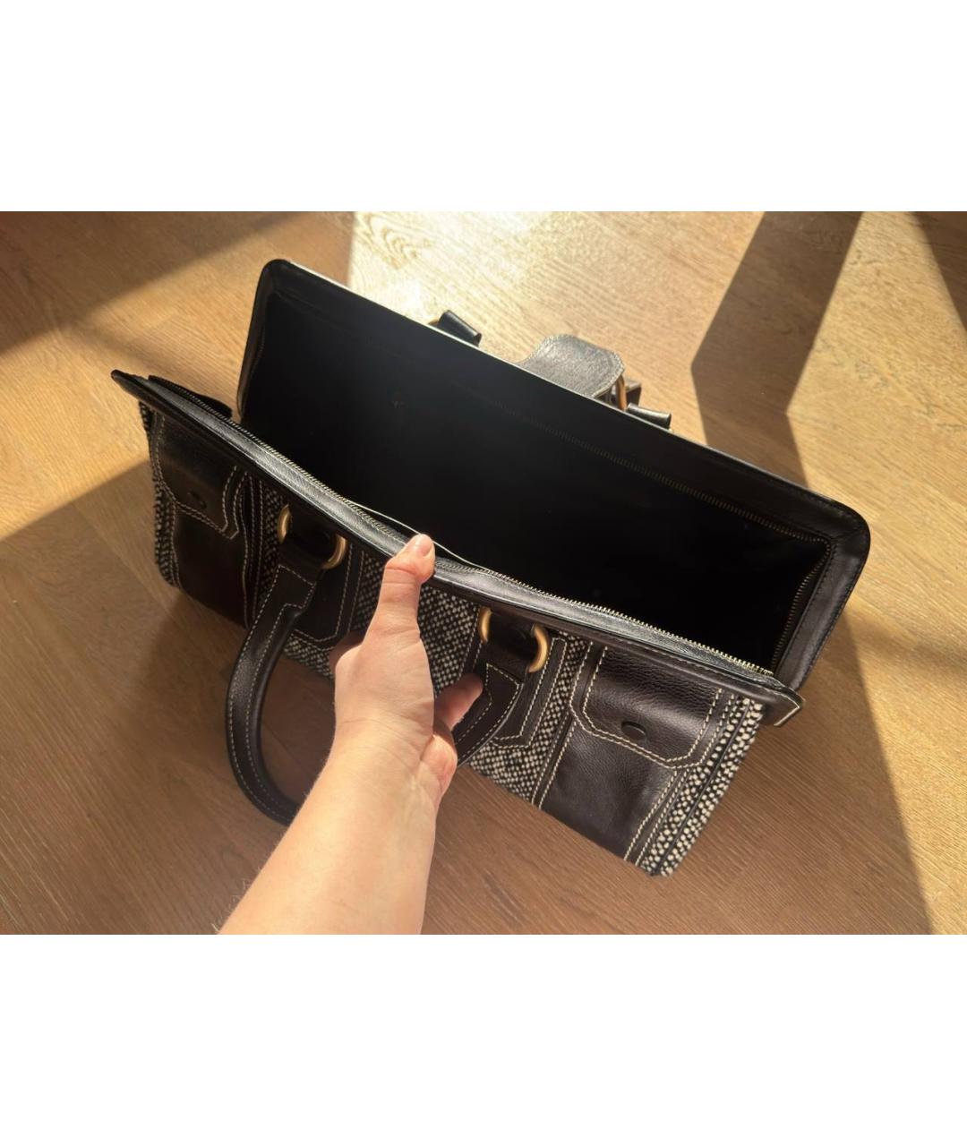 CELINE Серая тканевая сумка с короткими ручками, фото 4