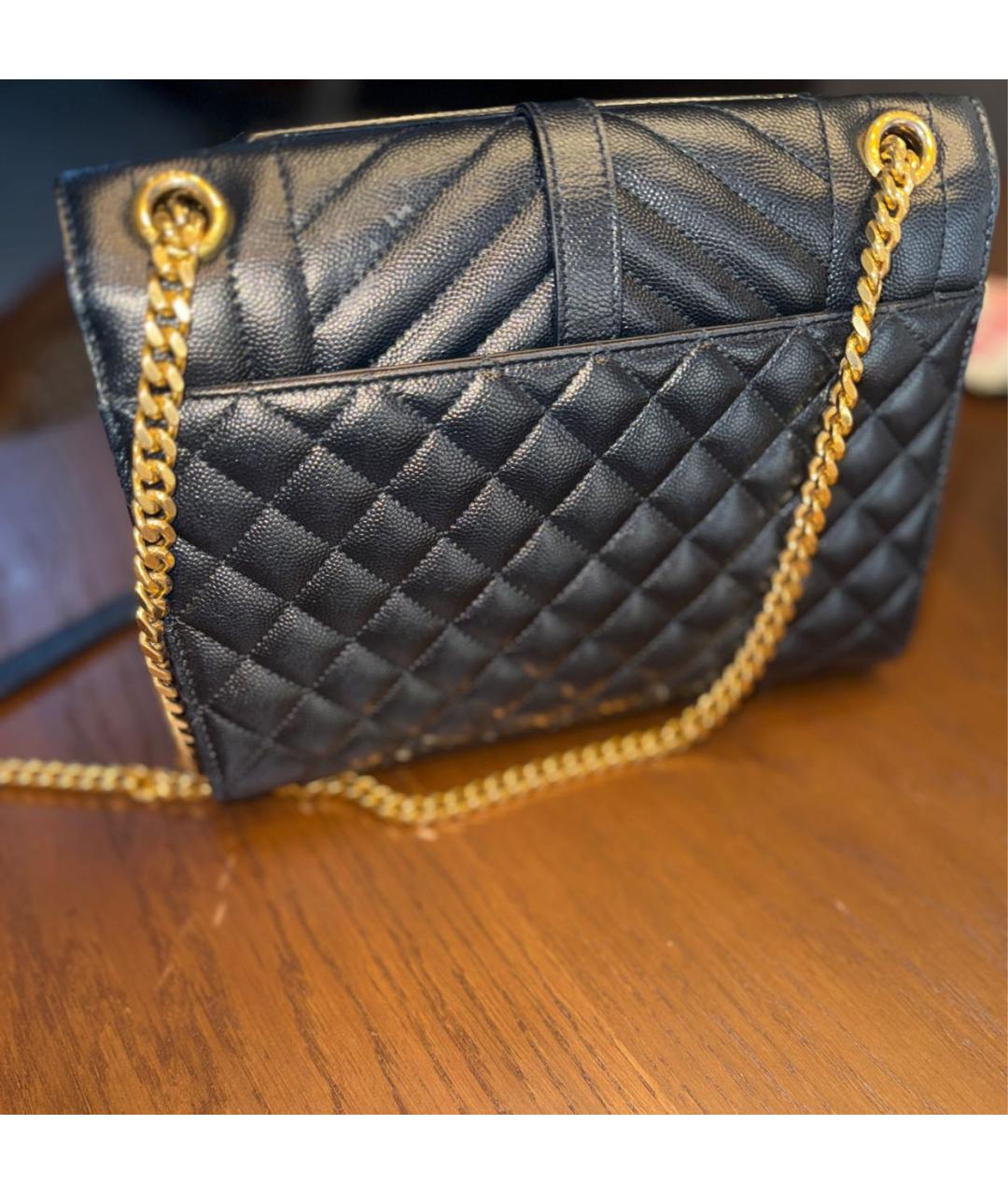 SAINT LAURENT Черная кожаная сумка через плечо, фото 3