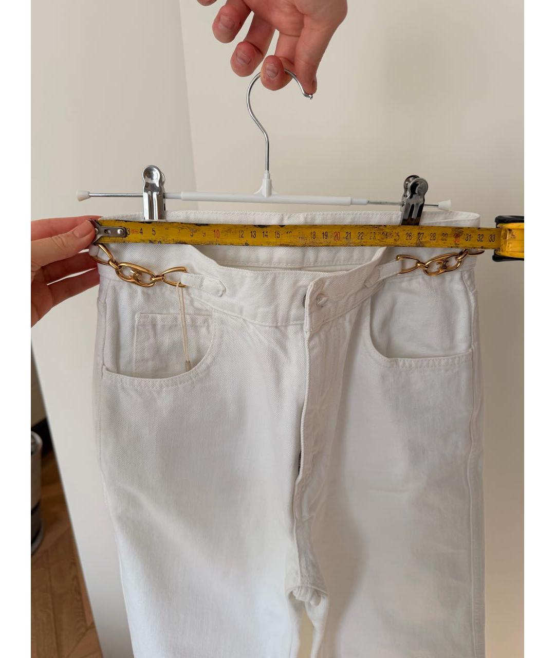 CELINE Белые хлопковые прямые джинсы, фото 5