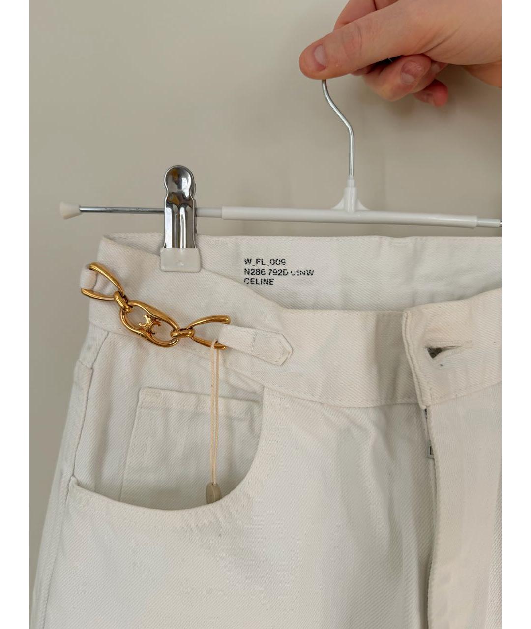 CELINE Белые хлопковые прямые джинсы, фото 3