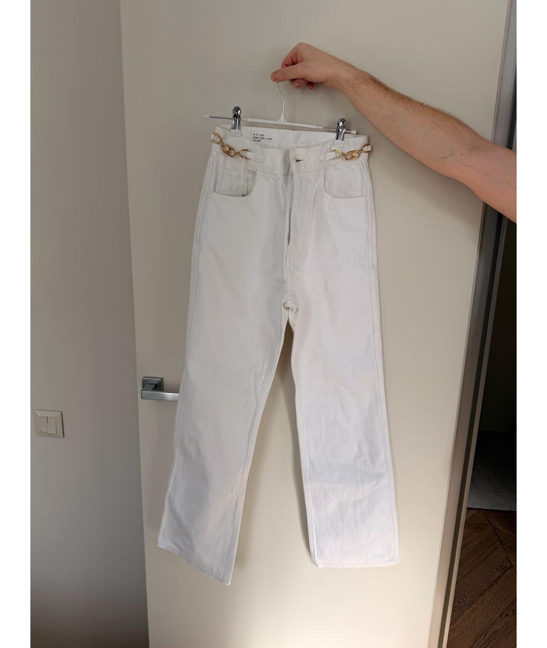 CELINE Белые хлопковые прямые джинсы, фото 9