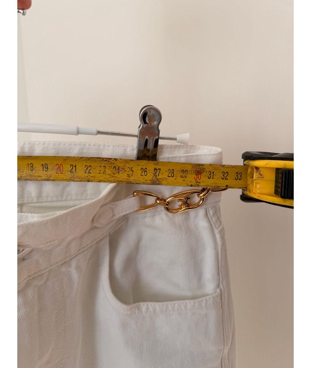 CELINE Белые хлопковые прямые джинсы, фото 8
