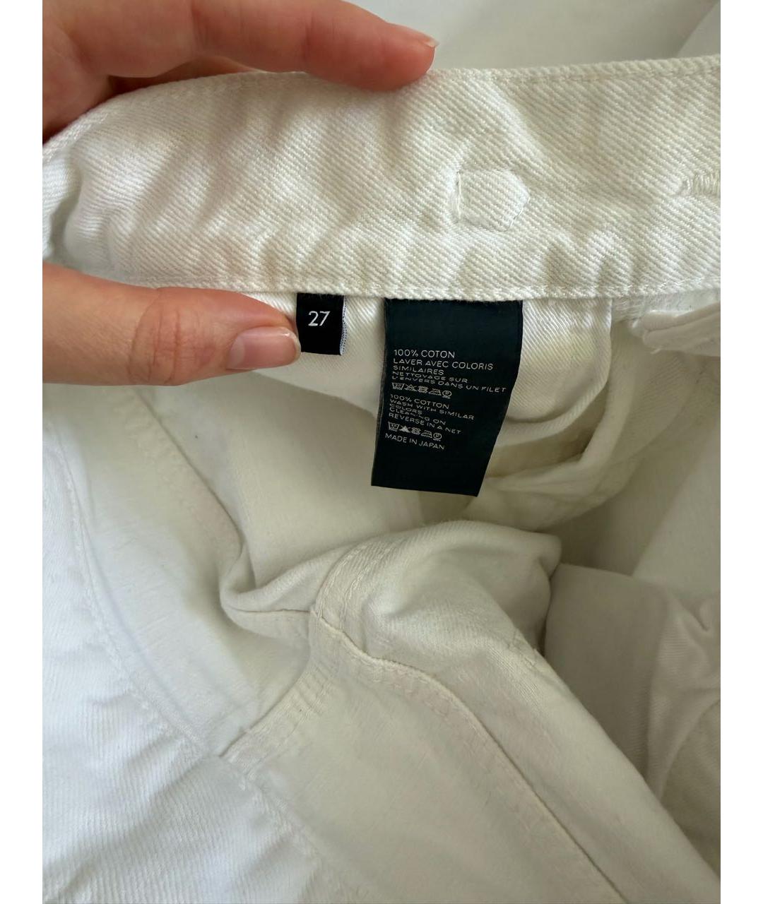 CELINE Белые хлопковые прямые джинсы, фото 4