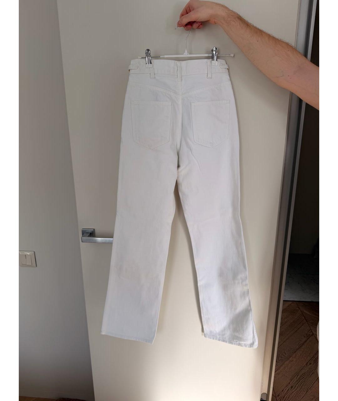 CELINE Белые хлопковые прямые джинсы, фото 2