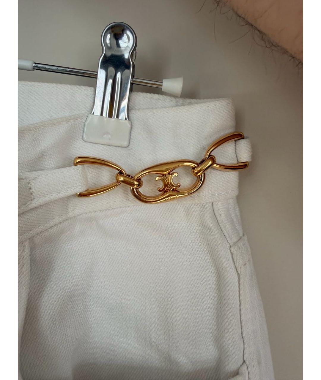 CELINE Белые хлопковые прямые джинсы, фото 7