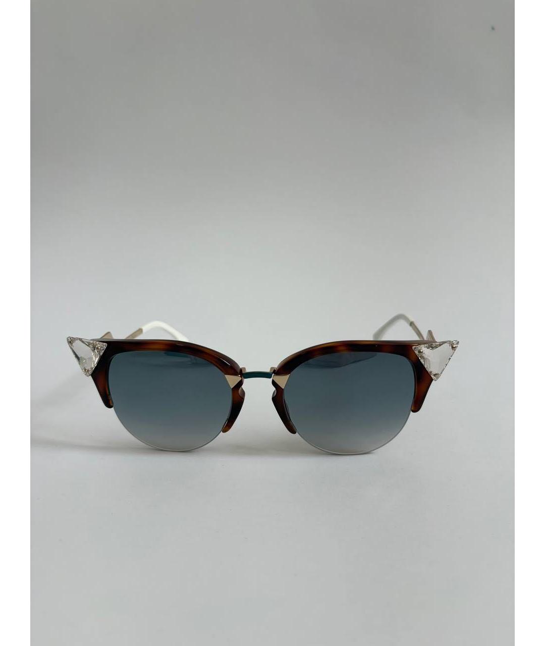 FENDI Коричневые пластиковые солнцезащитные очки, фото 9