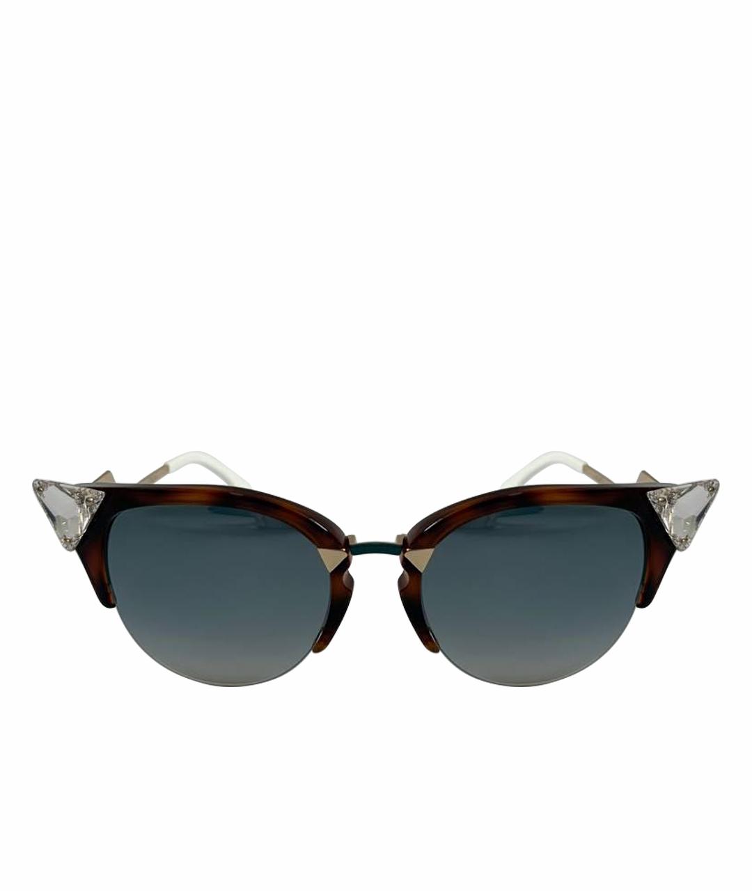 FENDI Коричневые пластиковые солнцезащитные очки, фото 1