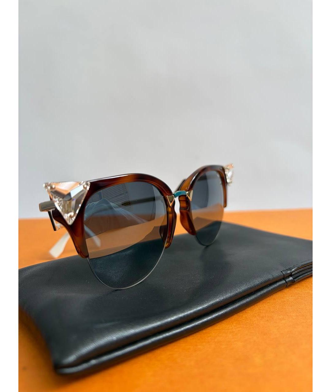 FENDI Коричневые пластиковые солнцезащитные очки, фото 7