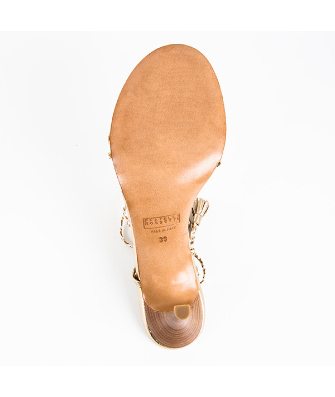 FRATELLI ROSSETTI Бежевые кожаные босоножки, фото 5