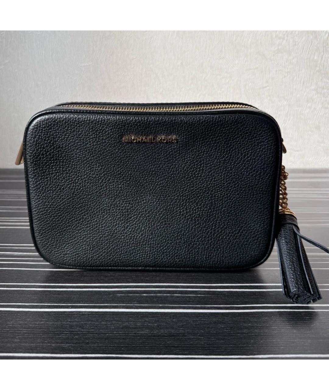 MICHAEL KORS Черная кожаная сумка через плечо, фото 6
