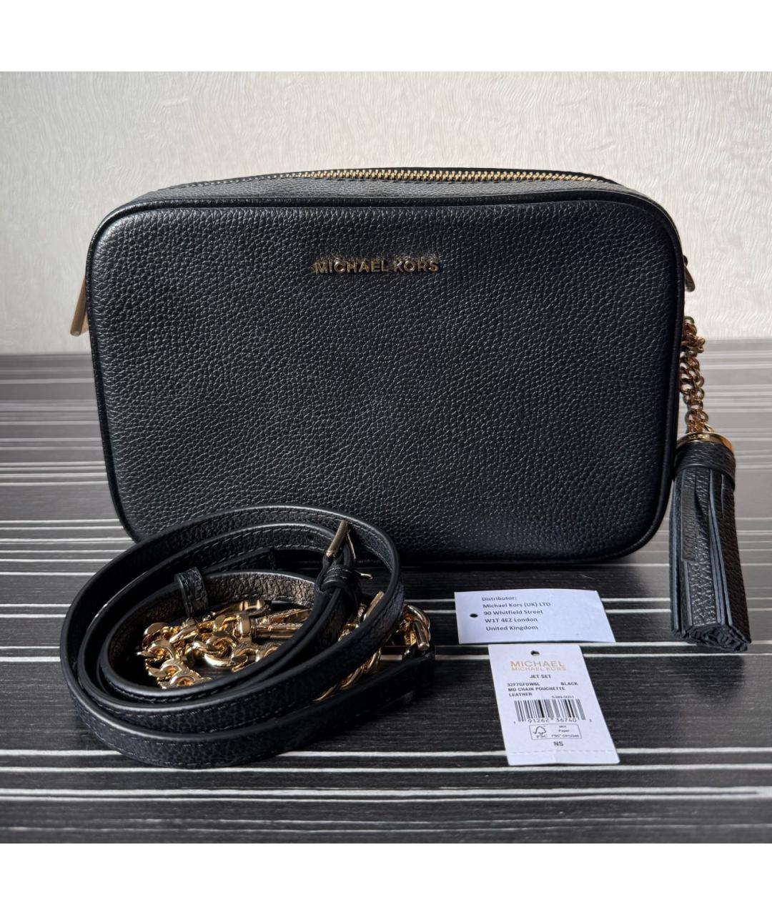 MICHAEL KORS Черная кожаная сумка через плечо, фото 5