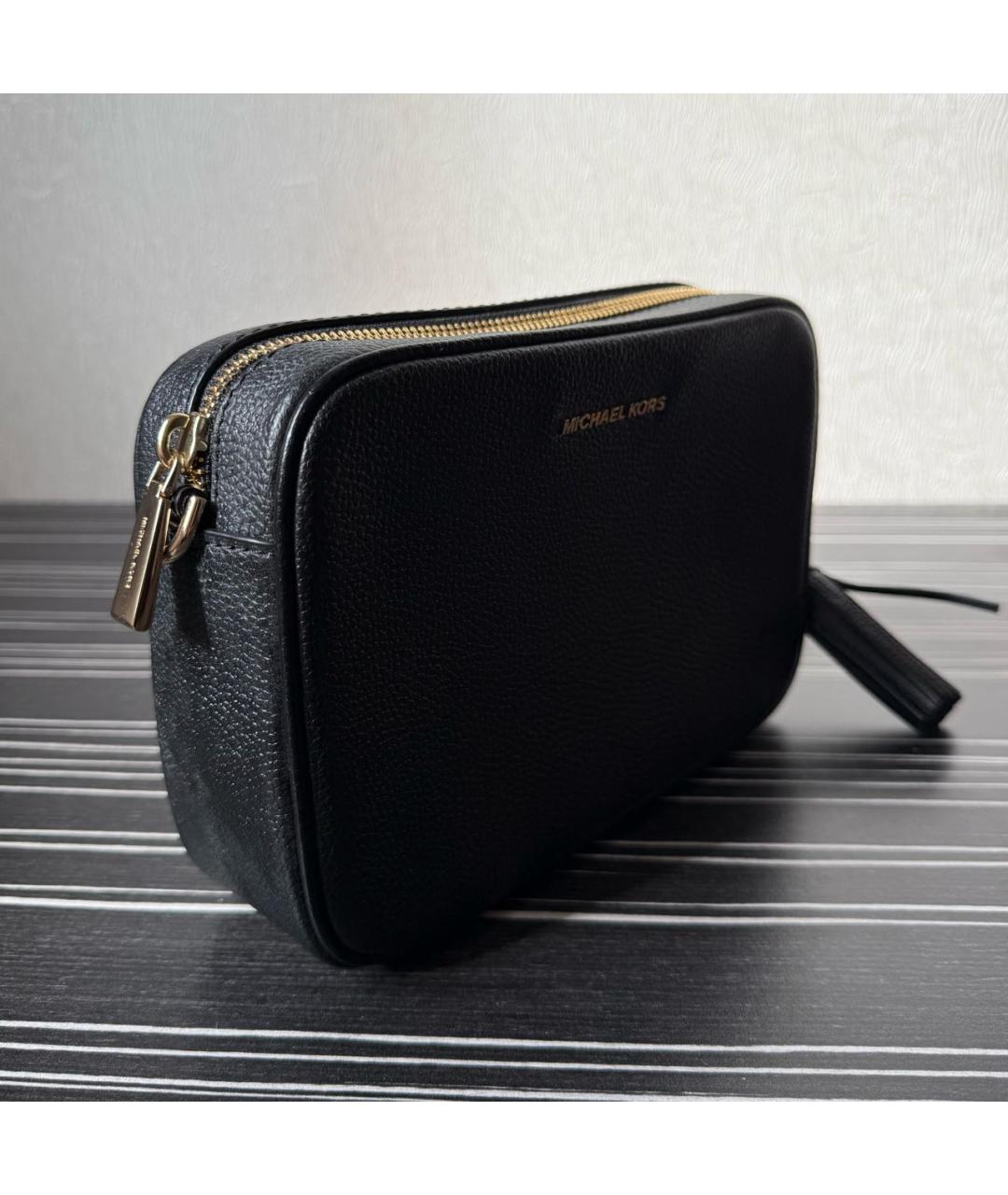 MICHAEL KORS Черная кожаная сумка через плечо, фото 2