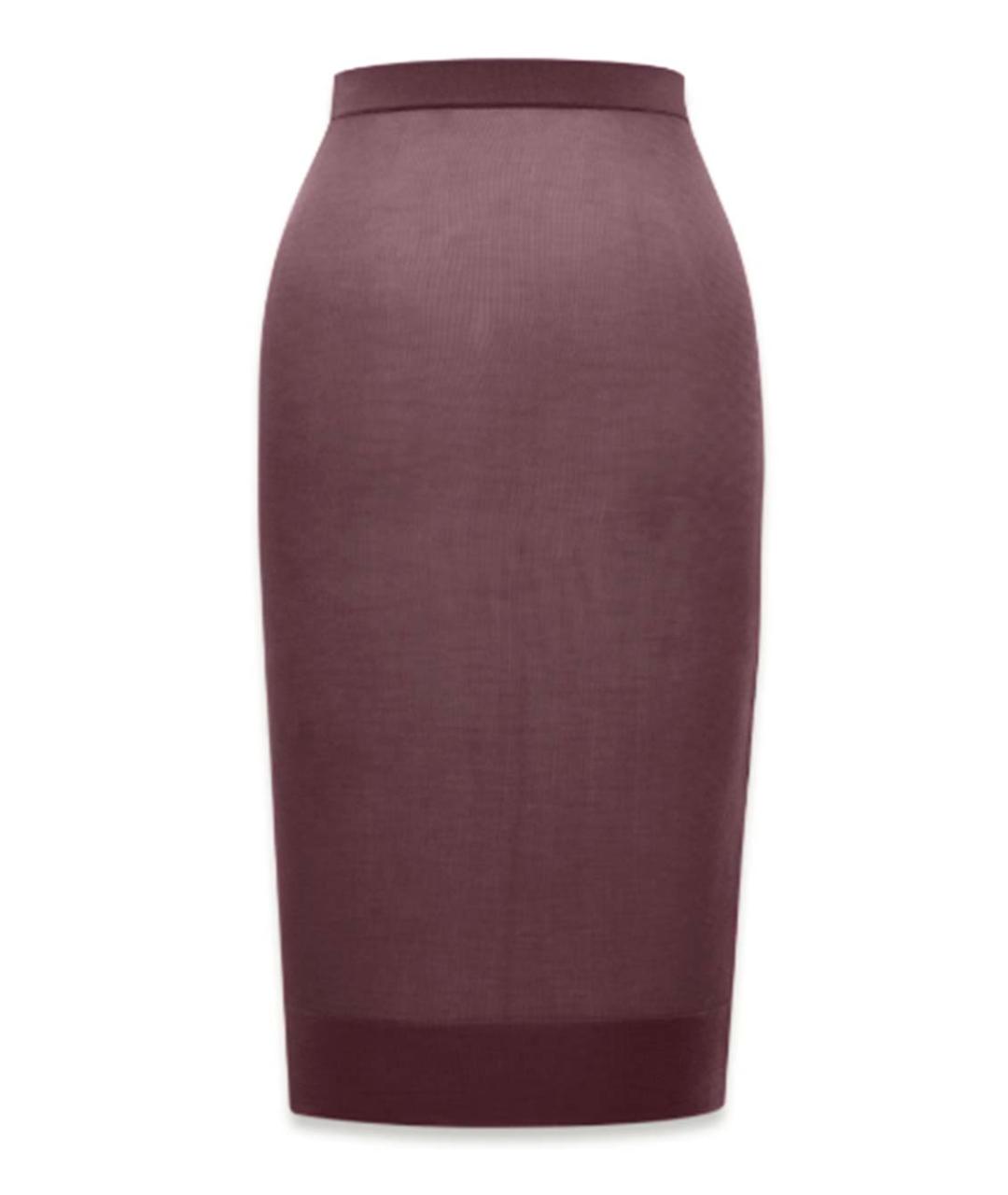 SAINT LAURENT Бордовая шелковая юбка миди, фото 2